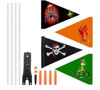 Drapeau de vélo pour enfants, 4 Pièces, bannière de vélo d'ensemble, Drapeau Vélo Réglable, Enfants Drapeau De Sécurité À Vélo Fanion, Motifs riches, pour Garçons Filles Drapeau