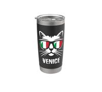 Drapeau de Venise Italie Chat Souvenir Italien Gobelet isotherme en acier inoxydable double paroi