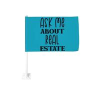 Drapeau de voiture 12x18 po Demandez-moi à propos de l'immobilier de fenêtre double face anti-décoloration imperméables (sans