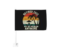 Drapeau de voiture 12x18 pouces à la retraite 2023Mon problème plus Cadeaux de retraite de fenêtre double face anti- de voitu