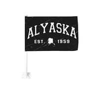 Drapeau de voiture 12x18 pouces Alaska Est 1959 de fenêtre double face anti-décoloration imperméables (sans mât)