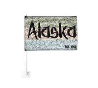 Drapeau de voiture 12x18 pouces Alaska EST 1959 de fenêtre double face anti-décoloration imperméables (sans mât)