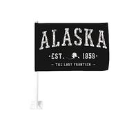 Drapeau de voiture 12x18 pouces Alaska Est 1959 de fenêtre double face anti-décoloration imperméables (sans mât)
