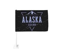 Drapeau de voiture 12x18 pouces Alaska Est 1959 Vintage Series de fenêtre double face anti-décoloration imperméables (sans mât