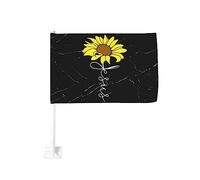 Drapeau de voiture 12x18 pouces avec croix de tournesol et Jésus pour drapeau de voiture chrétien, clip de fenêtre double face, résistant à la décoloration, drapeaux de fenêtre de voiture imperméables