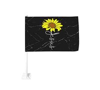 Drapeau de voiture 12x18 pouces avec croix de tournesol et Jésus pour drapeau de voiture chrétien, clip de fenêtre double face, résistant à la décoloration, drapeaux de fenêtre de voiture imperméables