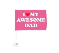 Drapeau de voiture 12x18 pouces, cadeau « I Love My Awesome Dad », double face, clip de fenêtre, résistant à la décoloration, drapeau de fenêtre de voiture étanche (sans mât)