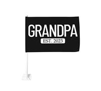 Drapeau de voiture 12x18 pouces, cadeaux pour grand-père Est. 2023, décoration de fenêtre de voiture, drapeaux de fenêtre de voiture imperméables, clip de fenêtre double face, drapeau de fenêtre résis
