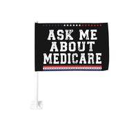 Drapeau de voiture 12x18 pouces Demandez-moi à propos de Medicare Cadeau de fenêtre double face anti-décoloration imperméables