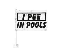 Drapeau de voiture 12x18 pouces drôle « Je fais pipi dans la piscine » Drapeau de voiture à clip double face pour fenêtre de
