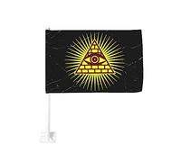 Drapeau de voiture 12x18 pouces, œil de Dieu, œil qui voit tout d'Horu, drapeau de voiture, clip de fenêtre double face, résistant à la décoloration, drapeau de fenêtre de voiture étanche (sans mât)