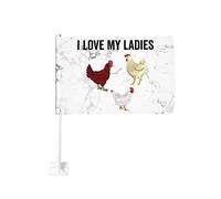 Drapeau de voiture 12x18 pouces J'aime mes dames poulet de fenêtre double face anti-décoloration imperméables (sans mât)
