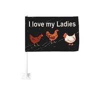 Drapeau de voiture 12x18 pouces J'aime mes dames poulet de fenêtre double face anti-décoloration imperméables (sans mât)