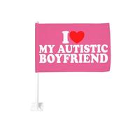 Drapeau de voiture 12x18 pouces J'aime mon petit ami autiste Cadeaux de fenêtre double face anti-décoloration imperméables (sa