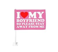 Drapeau de voiture 12x18 pouces J'aime mon petit ami sexy, alors s'il te plaît, reste loin de moi de fenêtre double face êtr