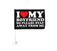 Drapeau de voiture 12x18 pouces J'aime mon petit ami sexy, alors s'il te plaît, reste loin de moi de fenêtre double face êtr