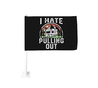 Drapeau de voiture 12x18 pouces Je déteste tirer Drapeau de voiture drôle Clip de fenêtre double face anti-décoloration imperméables (sans mât)