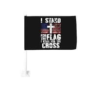 Drapeau de voiture 12x18 pouces Je me tiens pour le drapeau Je m'agenouille pour la croix de fenêtre double face anti- de voi