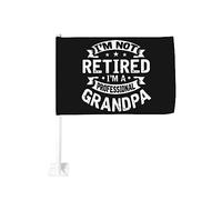 Drapeau de voiture 12x18 pouces Je suis retraité, je suis un grand-père professionnel à la retraite 2022 Drapeau de voiture à clip de fenêtre double face
