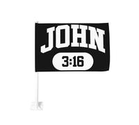 Drapeau de voiture 12x18 pouces Jean 3:16 Foi chrétienne Croyant Jésus de fenêtre double face anti-décoloration imperméables (