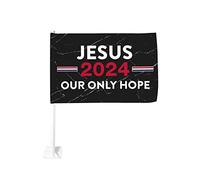 Drapeau de voiture 12x18 pouces Jésus-2024-Notre-seul-espoir-cadeau de fenêtre double face anti-décoloration imperméables (san