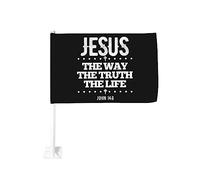 Drapeau de voiture 12x18 pouces Jésus le chemin la vérité la vie Jean 14:6 de fenêtre double face anti-décoloration imperméabl