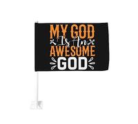Drapeau de voiture 12x18 pouces Mon Dieu est génial Dieu aime Jésus Foi chrétienne de fenêtre double face anti-décoloration im