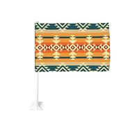 Drapeau de voiture 12x18 pouces Navajo American Triba Aztec Drapeau de voiture géométrique double face Clip de fenêtre anti-décoloration imperméables