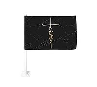 Drapeau de voiture 12x18 pouces pour croix de foi, chrétien, Jésus, drapeau de voiture à double face, clip de fenêtre résistant à la décoloration, drapeaux de fenêtre de voiture imperméables (sans mât