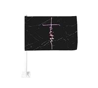 Drapeau de voiture 12x18 pouces pour croix de foi de voiture, chrétien, Jésus, croyant, drapeau de voiture à clip de fenêtre double face, résistant à la décoloration, drapeaux de fenêtre de voiture im