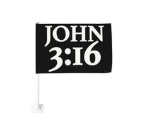 Drapeau de voiture 12x18 pouces pour Jean 3:16 Croyant, Chrétien, Jésus, Foi de fenêtre double face anti-décoloration imperméa