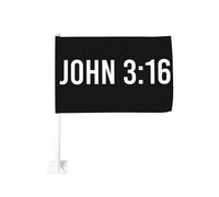Drapeau de voiture 12x18 pouces pour Jean 3:16 Croyant, Jésus de fenêtre double face anti-décoloration imperméables (sans mât)
