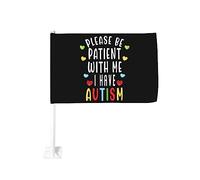 Drapeau de voiture 12x18 pouces pour la sensibilisation à l'autisme, veuillez être patient avec moi, j'ai de l'autisme, drapeau de voiture à clip de fenêtre double face, résistant à la décoloration, d