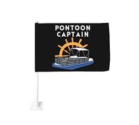 Drapeau de voiture 12x18 pouces pour pon-toon Cap-tain - Pon-toon Boat - Pon-tooning Party Drapeau de voiture à clip double face pour fenêtre décoloration Dr