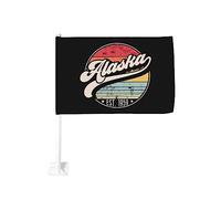 Drapeau de voiture 12x18 pouces pour voiture, drapeau de voiture rétro vintage Alaska Est 1959, clip de fenêtre double face, résistant à la décoloration, drapeau de fenêtre de voiture étanche (sans mâ