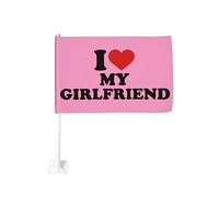 Drapeau de voiture 12x18 pouces pour voiture I Heart Love My Girlfriend de fenêtre double face anti-décoloration imperméables