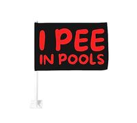 Drapeau de voiture 12x18 pouces pour voiture, j'ai fait pipi dans la piscine, drapeau de voiture à clip double face pour fenêtre, résistant à la décoloration, drapeaux de fenêtre de voiture imperméabl