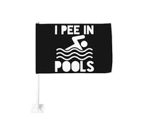 Drapeau de voiture 12x18 pouces pour voiture, je fais pipi dans la piscine, drapeau de voiture drôle, clip de fenêtre double face, résistant à la décoloration, drapeaux de fenêtre de voiture imperméab