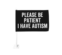 Drapeau de voiture 12x18 pouces, veuillez être patient, j'ai de l'autisme, clip de fenêtre double face, drapeau de fenêtre résistant à la décoloration, drapeaux de fenêtre de voiture imperméables (san