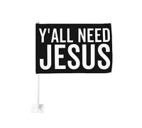Drapeau de voiture 12x18 pouces « Vous avez tous besoin de Jésus » Drapeau de voiture à clip double face pour fenêtre de voi