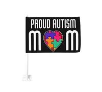 Drapeau de voiture 12x18 pour maman autiste fière de son enfant autiste, décoration de fenêtre de voiture, drapeaux de fenêtre de voiture imperméables, clip de fenêtre double face, drapeau de fenêtre