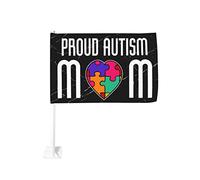 Drapeau de voiture 12x18 pour maman autiste fière de son enfant autiste Drapeaux de voiture pour fenêtres Décoration de fenêtre de voiture, drapeaux de fenêtre de voiture imperméables Clip de fenêtre