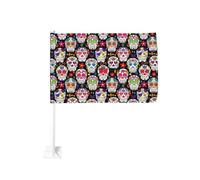 Drapeau de voiture 30,5 x 45,7 cm, imprimé tête de mort, fleurs colorées, parfait pour les festivals, les fêtes, les défilés, les voyages