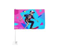 Drapeau de voiture 30,5 x 45,7 cm - Motif tête de mort cool - Double face - Impression résistante à la décoloration - Drapeau de décoration automobile de qualité supérieure pour événements sportifs