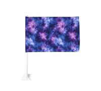 Drapeau de voiture abstrait bleu violet tie-dye pour fenêtre extérieure 30 x 45 cm double face décoration de voiture