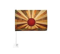 Drapeau de voiture avec clip pour fenêtre extérieure - Motif soleil se levant sur l'horizon - 30 x 45 cm - Double face - Décoration de voiture