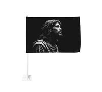 Drapeau de voiture avec couronne d'épines, éclairage dramatique, fixation par pince pour vitre, protection solaire, bannière double face 30 x 45 cm (12 x 18 pouces) pour camion.