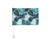Drapeau de voiture avec feuilles tropicales - Clip pour fenêtre extérieure - 30 x 45 cm - Double face - Décoration de voiture