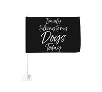Drapeau de voiture avec inscription « Je ne parle qu'à mes chiens » 30,5 x 45,7 cm, décoration de fenêtre de voiture, drapeaux de fenêtre de voiture imperméables, clip de fenêtre double face, drapeau