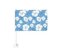 Drapeau de voiture blanc hibiscus motif fleur d'hibiscus extérieur clip 30 x 45 cm double face décoration de voiture